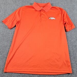 Denver Broncos Polo Shirt Mens M Orange Casual Stretch NFL Majestic
